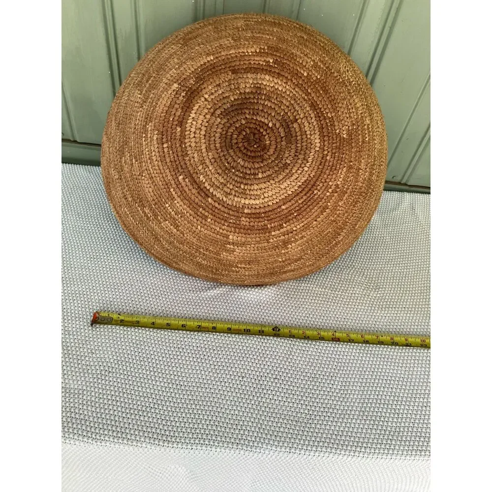 vintage large hand-woven coiled grass basket bowl